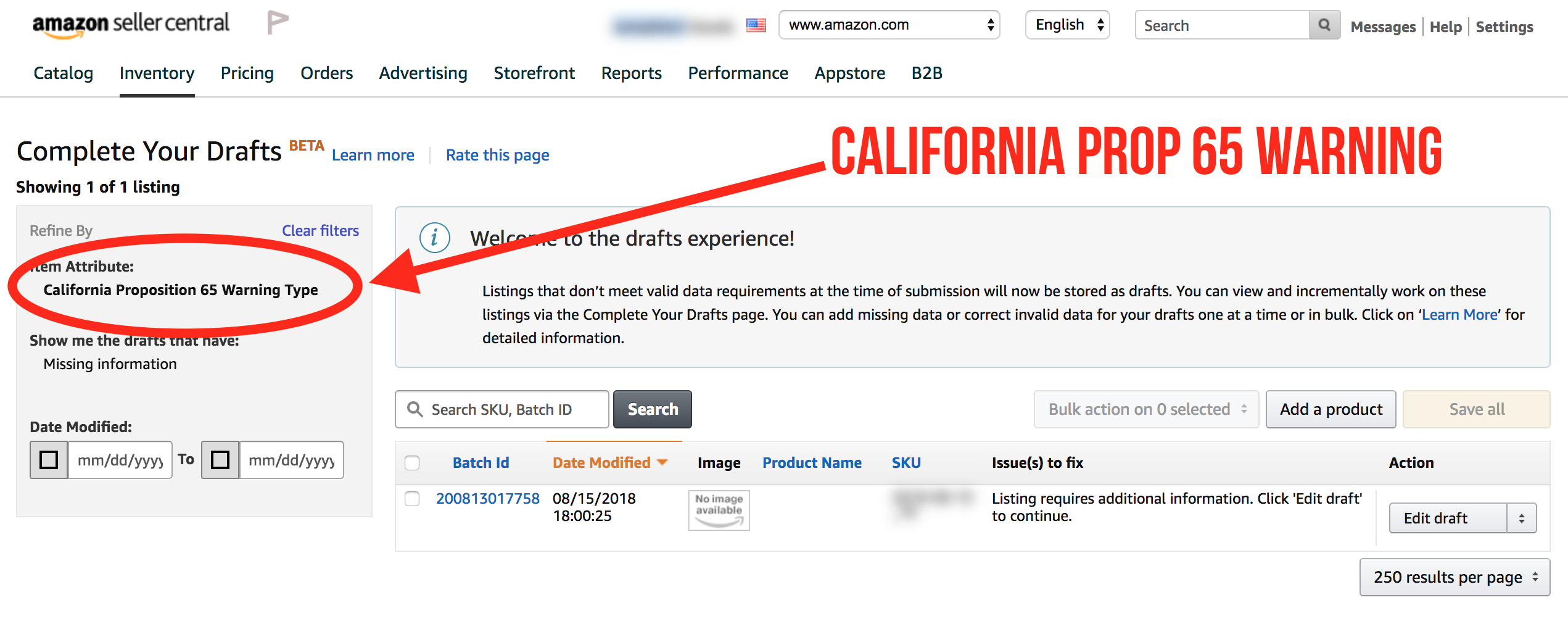 California Prop 65 Warning on listings - GeekSeller Support