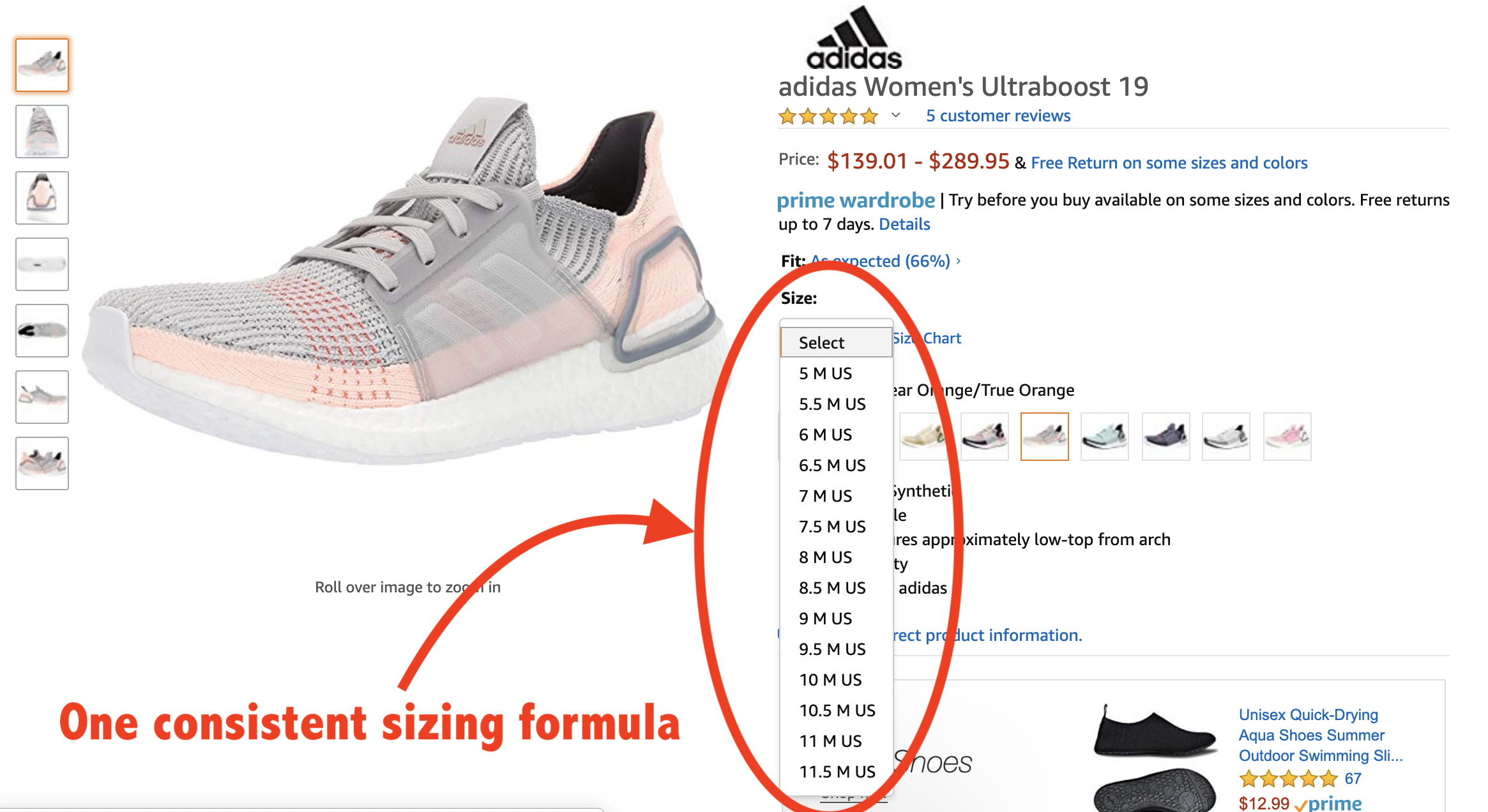 Amazon Shoe Size Requirements for 